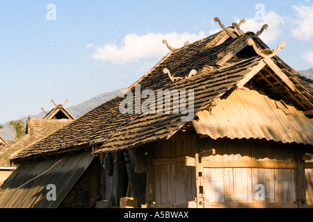 Hani minorité ethnique akha Maisons à Gelanghe Chine Xishuangbanna Banque D'Images