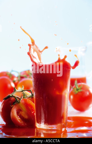 Le jus de tomate, close-up Banque D'Images