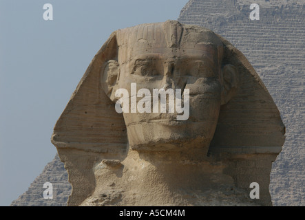 Chef de la Grand Sphinx de Gizeh, près du Caire, Egypte Banque D'Images