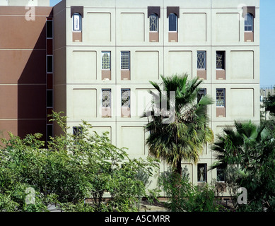 Blast sur windows protégés logement composé pendant la guerre du Golfe de 1991. Riyadh, Arabie saoudite. Banque D'Images