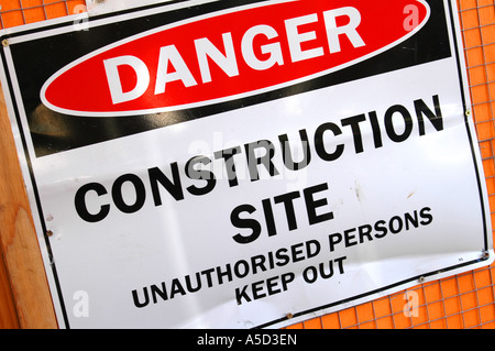 Danger, la construction Site sign Banque D'Images