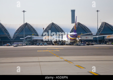 L'aéroport de Suvarnabhumi, le nouvel aéroport international de Bangkok, Thaïlande, du moyeu de l'aviation, de l'Asie Banque D'Images