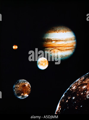 Jupiter à partir Voyager I 57935327 Image composite montrant lunes Banque D'Images