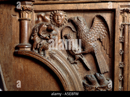 Köln, Dom, Détail des Chorgestühls Banque D'Images