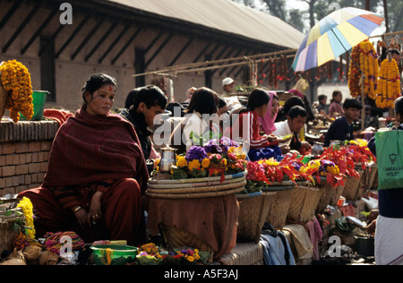 Offres de vendeurs de marché, à Katmandou, Népal Banque D'Images