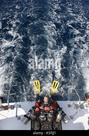 Leigh Cunningham en préparation pour le record du monde de plongée profonde épave Yolanda Reef Sharm Egypte 1105 Banque D'Images