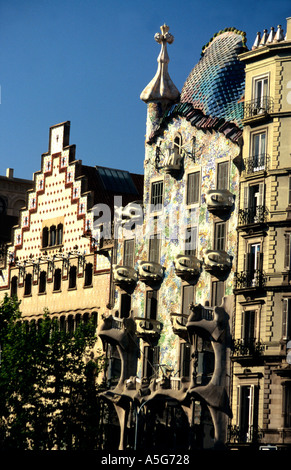 La Casa fantastique par le célèbre architecte Antoni Gaudi à Barcelone l'Espagne est un site du patrimoine mondial de l'UNESCO Banque D'Images