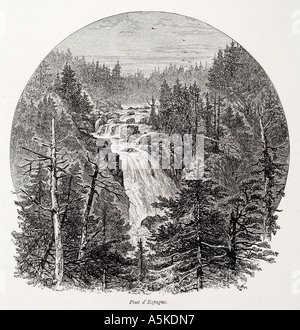 Pont pont d'espagne espagne parc national forestier, Midi Pyrénées Pyrénées France Montagne des Français à la rivière Cascade cascade valley Banque D'Images