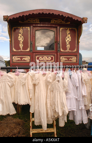 Une caravane de voyageurs traditionnels, foire aux chevaux, Stow Stow On The Wold, Gloucestershire, Royaume-Uni Banque D'Images