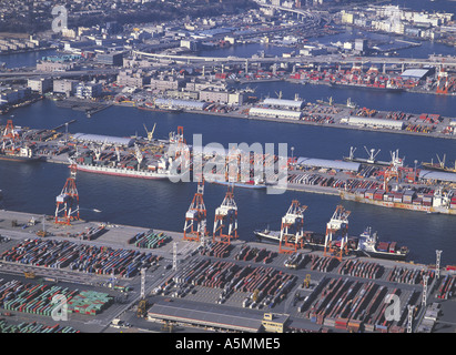 Vue aérienne de quais à Yokohama au Japon Banque D'Images