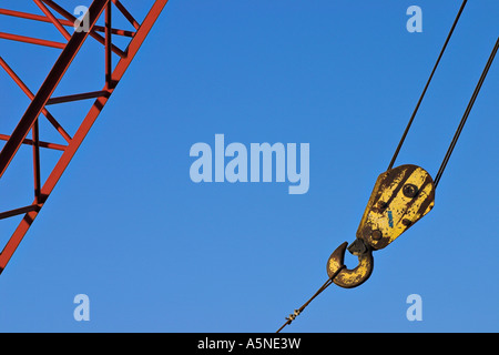 Le crochet de la grue jaune Banque D'Images