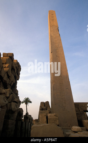 Temple de Karnak, l'obélisque érigé par la reine Hatshepsout, Luxor, Egypte Banque D'Images