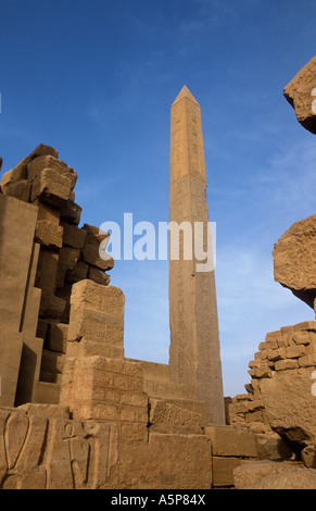 Temple de Karnak, l'obélisque érigé par la reine Hatshepsout, Luxor, Egypte Banque D'Images