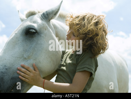 Boy à cheval Banque D'Images