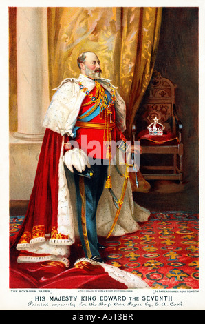 Édouard VII, 1902 portrait de l'empereur et roi dans sa magnifique robe de couronnement peint en par EA Cook Banque D'Images