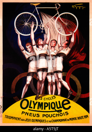 Olympique Cycles 1924 affiche pour le vélo français à la triomphante Paris Jeux Olympiques et les Championnats du monde cette année Banque D'Images