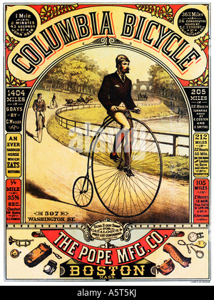 Colombie-britannique Location 1886 affiche pour le Penny Farthing fait à Boston mais sur les dossiers montés en Angleterre également Banque D'Images