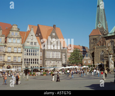 Vue générale sur Marktplatz (place du marché), ville de Brême, Brême, Allemagne. Banque D'Images