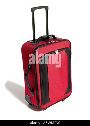 Voyage Valise rouge portent sur sac valise bagages nuit tire la poignée de cas Banque D'Images