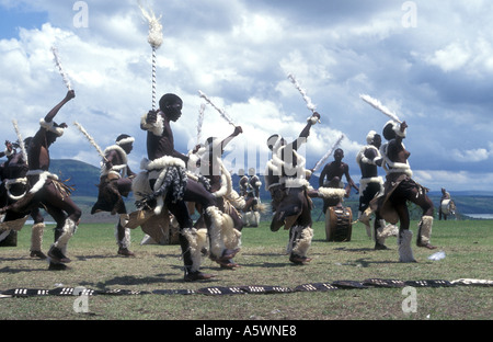 Des danseurs traditionnels zoulou Afrique du Sud KwaZulu Natal Midlands Banque D'Images