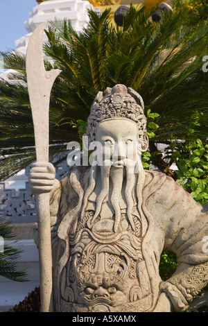 Sculpté en albâtre concrètes Statue asiatique mandarin Grand Palace Bangkok Thaïlande Banque D'Images