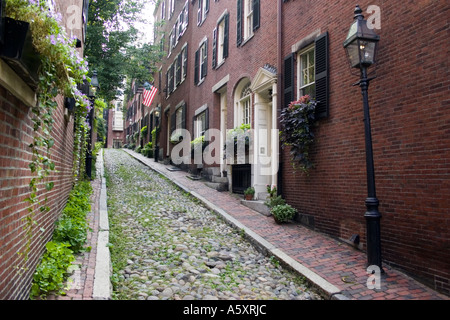 Rue pavée de la section de Beacon Hill Boston Massachusetts USA Banque D'Images