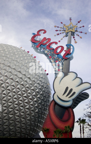 Pavillon Spaceship Earth à Epcot Orlando, Floride Banque D'Images