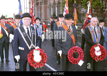 Les marcheurs de loyalistes en Irlande du Nord Banque D'Images