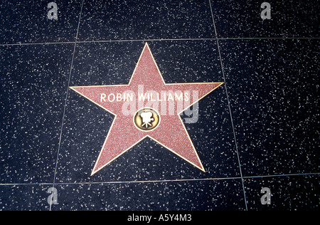 California Los Angeles Hollywood Stars noms sur les trottoirs Robin Williams Banque D'Images