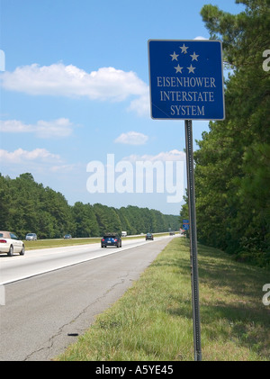 Eisenhower Interstate Highway System Sign USA Banque D'Images