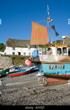 Cadgwith Cornwall UK travail minuscule village de pêcheurs avec un port pittoresque Banque D'Images