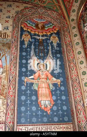 Un beau mur peint à l'intérieur de la cathédrale de Gloucester. Banque D'Images