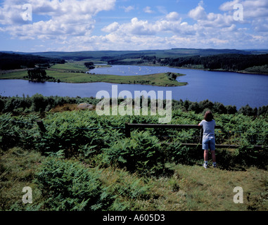 Vue sur Whickhope anchorage, Kielder Water, Northumberland, England, UK. Banque D'Images