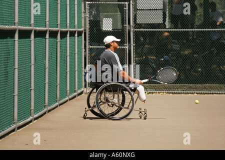 Joueur de tennis en fauteuil roulant, Vancouver, Canada Banque D'Images