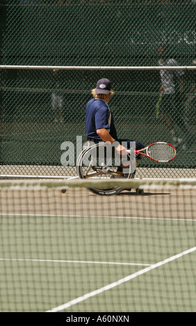 Joueur de tennis en fauteuil roulant, Vancouver, Canada Banque D'Images