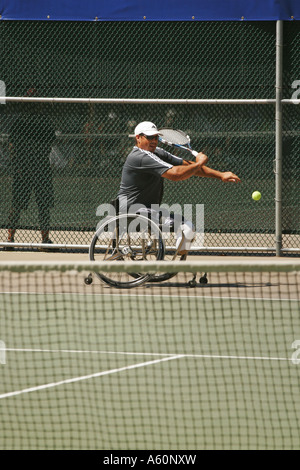 Joueur de tennis en fauteuil roulant, Vancouver, Canada Banque D'Images