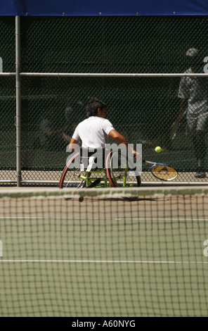 Joueur de tennis en fauteuil roulant, Vancouver, Canada Banque D'Images