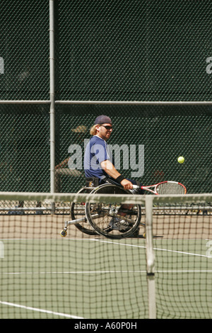 Joueur de tennis en fauteuil roulant, Vancouver, Canada Banque D'Images