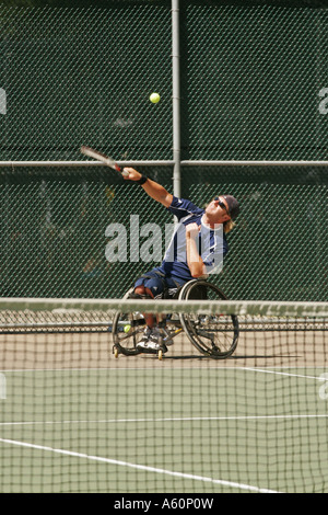 Joueur de tennis en fauteuil roulant, Vancouver, Canada Banque D'Images