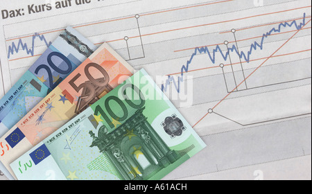 L'euro sur un tableau d'actions Banque D'Images