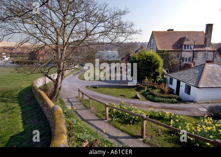 Voir de vieux chalets dans jolie Village Ovingdean près de Brighton East Sussex Banque D'Images