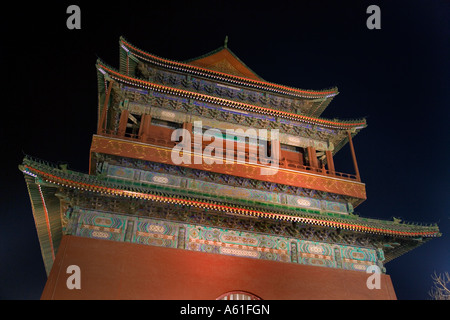 Tour du tambour de Beijing Chine la nuit Dynastie Ming JMH2457 Banque D'Images