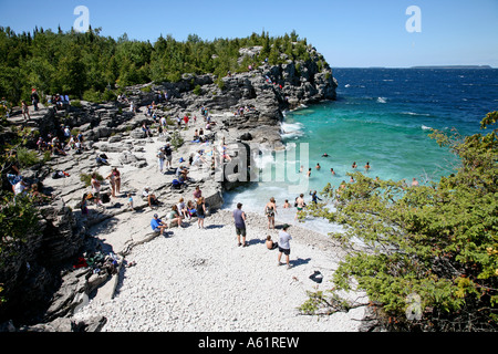 L'anse Indian Head;La Péninsule de Bruce, la baie Georgienne paradis voyage d'été sur le lac Huron, Ontario Canada Banque D'Images