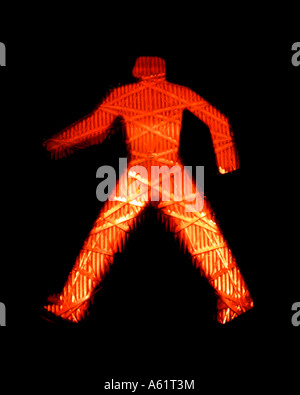 Construit dans l'homme marche rouge signe piétonne Banque D'Images