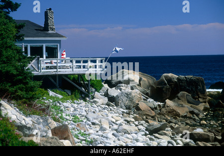 Maison sur la plage, la plage Crescent, Nova Scotia, Canada Banque D'Images