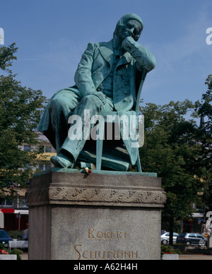 Zwickau, la Hauptmarkt, Robert-Schumann Denkmal von Johannes Hartmann, 1901 Banque D'Images