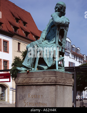 Zwickau, la Hauptmarkt, Robert-Schumann Denkmal von Johannes Hartmann, 1901 Banque D'Images