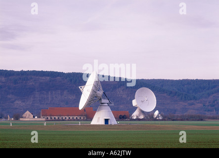 Erdfunkstelle Fuchsstadt, Intelsat, Erdfunkstelle für Telekommunikation, Blick nach Norden Banque D'Images