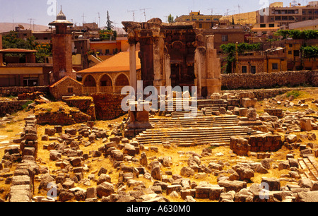 Ruines de l'édifice, Baalbek, vallée de la Bekaa, au Liban Banque D'Images