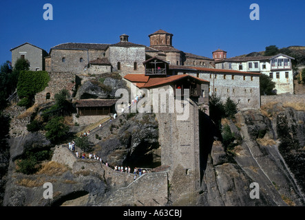 Le Saint Monastère de Grand Meteoron au Meteora près de villes de Kalambaka et de Kastraki en Grèce Centrale Europe Banque D'Images